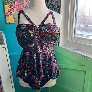 NWOT Torrid 00 Medium vintage tattoo mermaid sailor one piece swimsuit